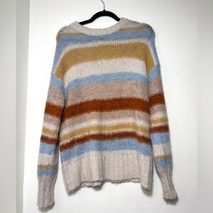 American Eagle Outfitters Cozy Striped Sweater - Blue, Brown, Cream